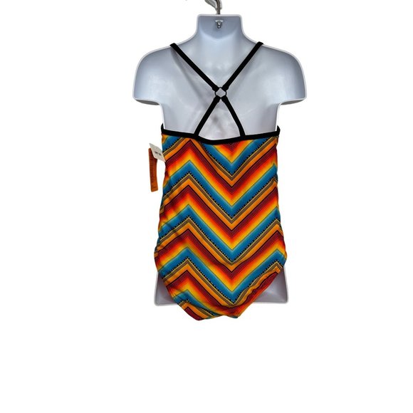 0707A- Joe Boxer Girls’ One Piece Swimsuit 6X Multicolor Black Spaghetti Straps - Picture 3 of 8